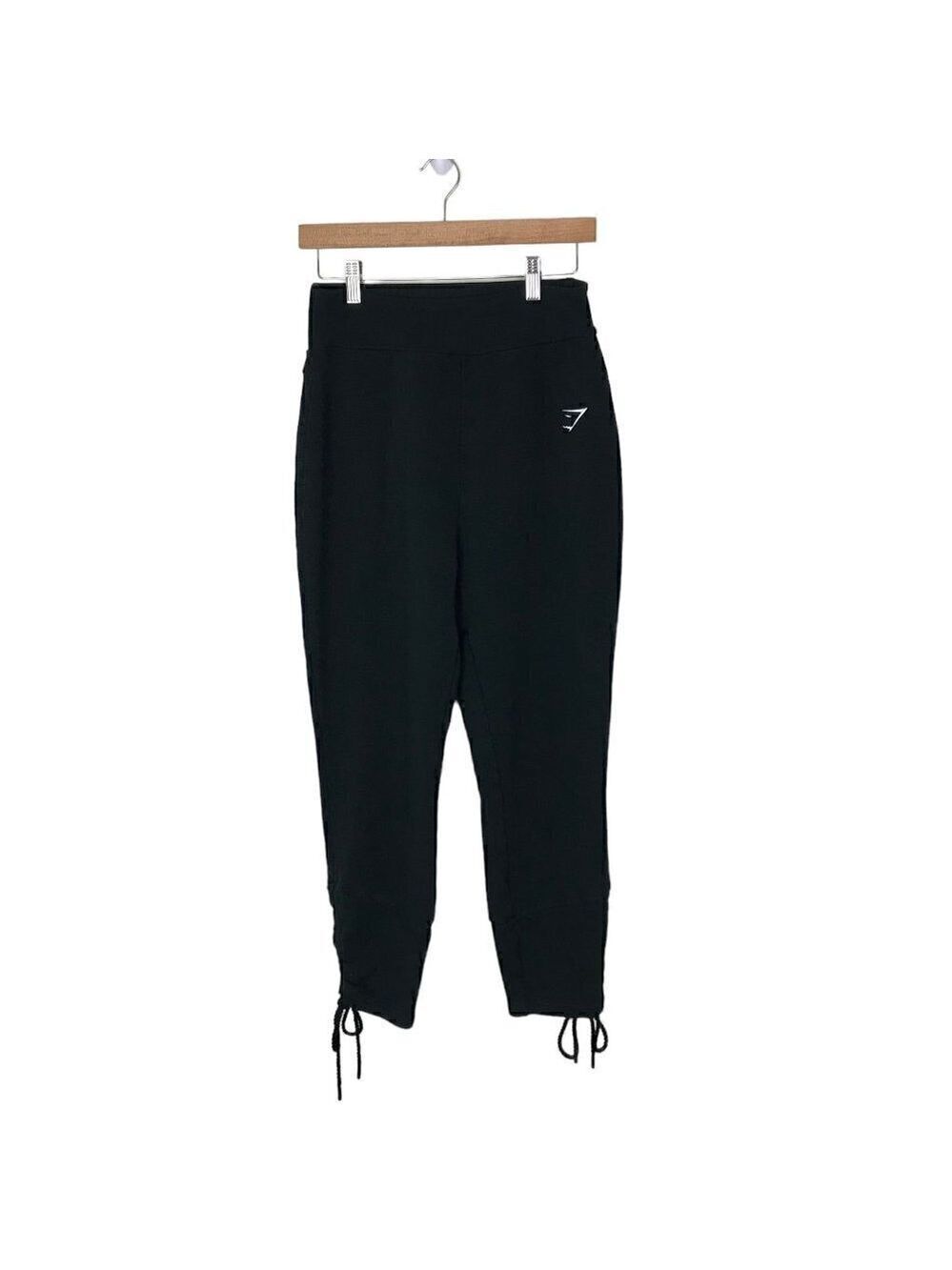 Gymshark Black High Rise Pull On Sweat Pants With Ankle Ties Size M